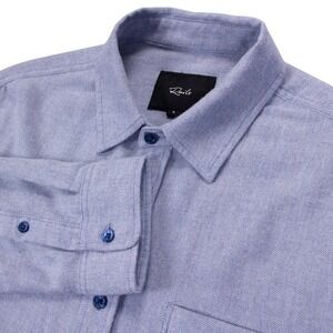 Rails Lennox Mens Small Blue Melange Flannel Long Sleeve Button Down‎ Shirt